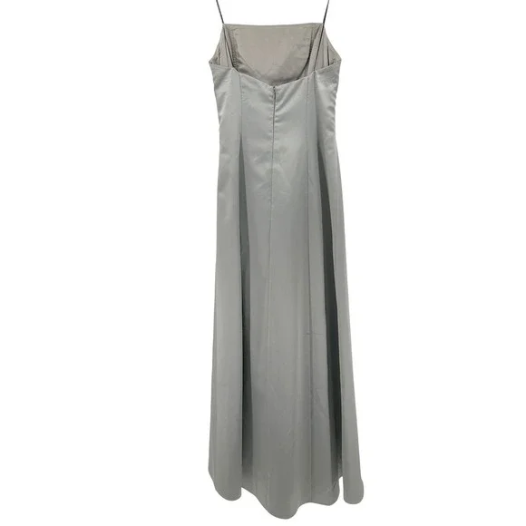 ABS Evening Women Gown 6 Silver Grey Ruched Satin Spaghetti Strap Old Hollywood - Picture 3 of 9